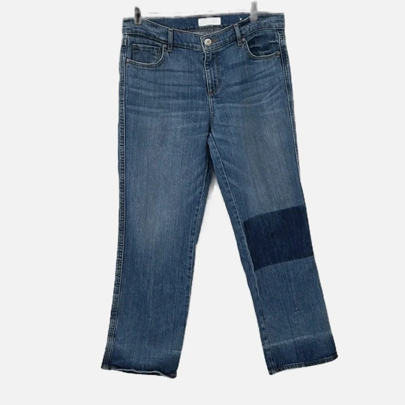 Loft Straight Crop Patchwork Jeans - Size 27 - Picture 2 of 9